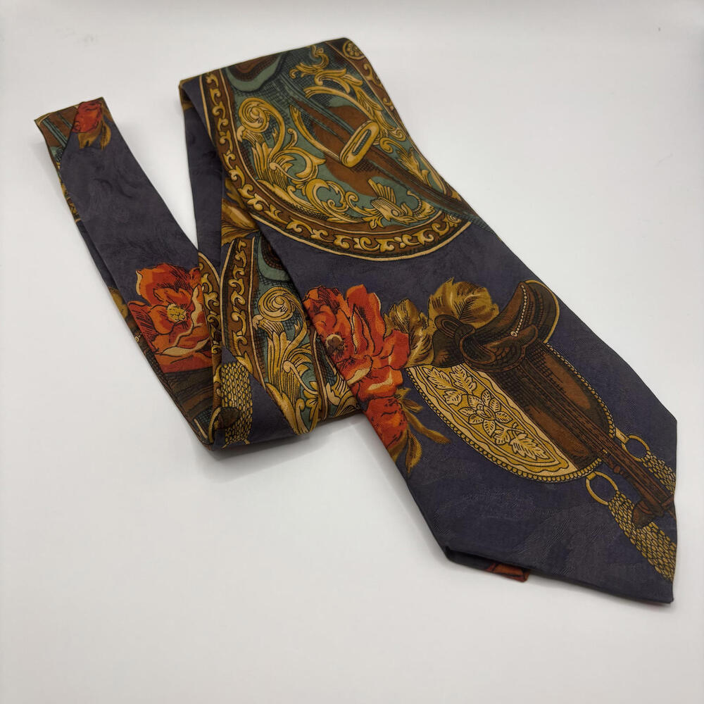 Stylish Strellson Men's Floral Silk Tie with Elegant Equestrian Pattern